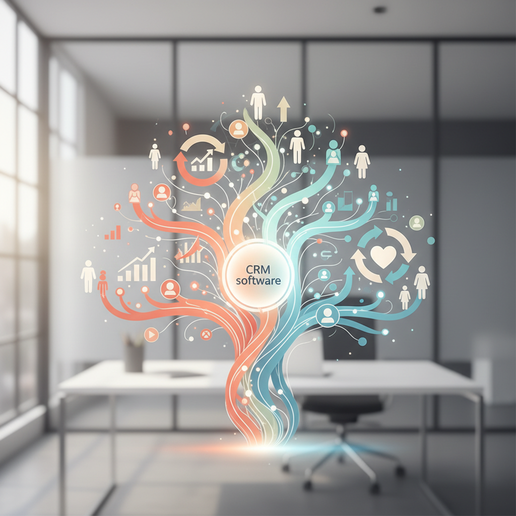 Illustration representing CRM software advantages: Discover Key CRM Software Benefits for Sales & Customer Service | Enhance Relationships