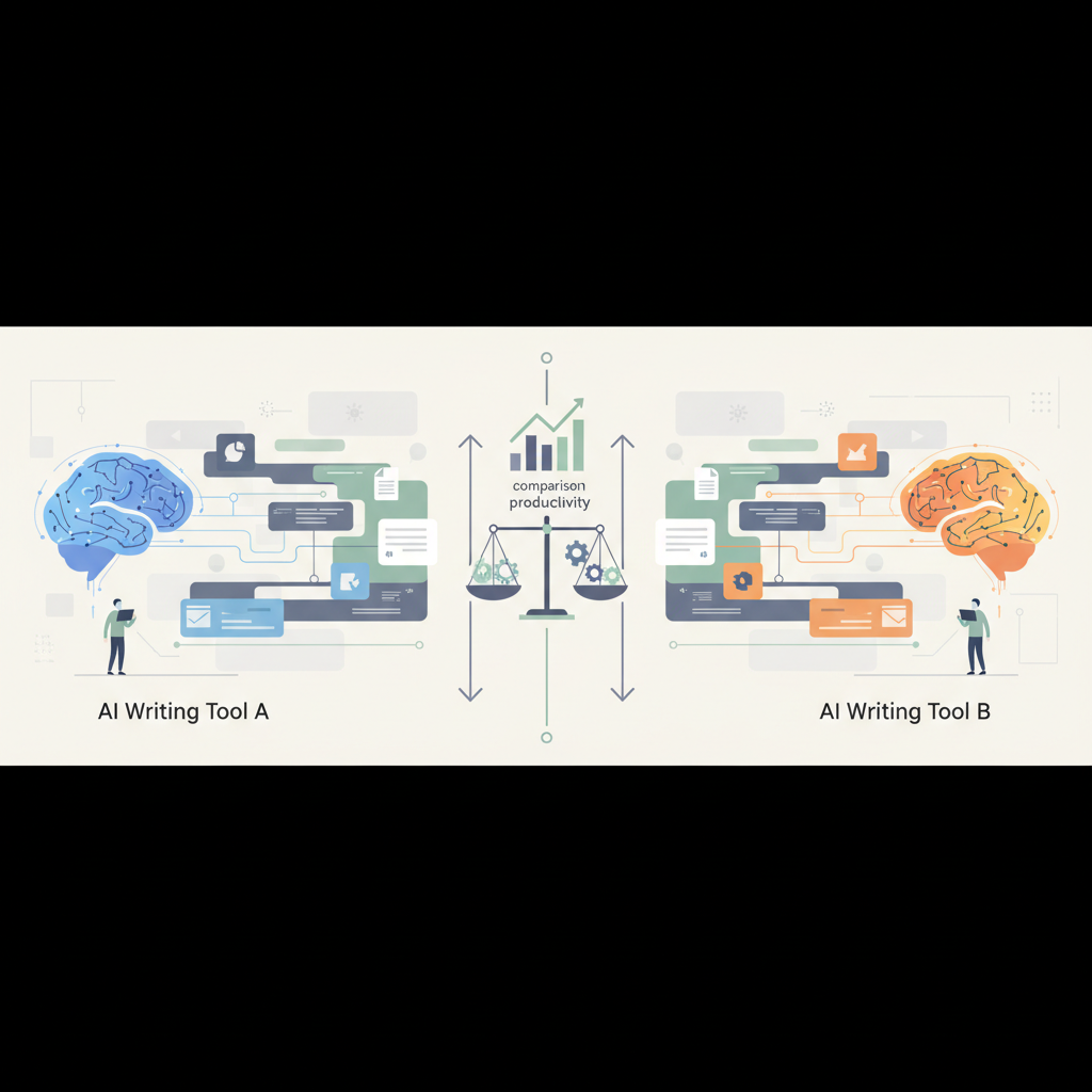 Illustration representing AI content generator comparison: Compare Leading AI Writing Tools for Content Creation | Boost Productivity