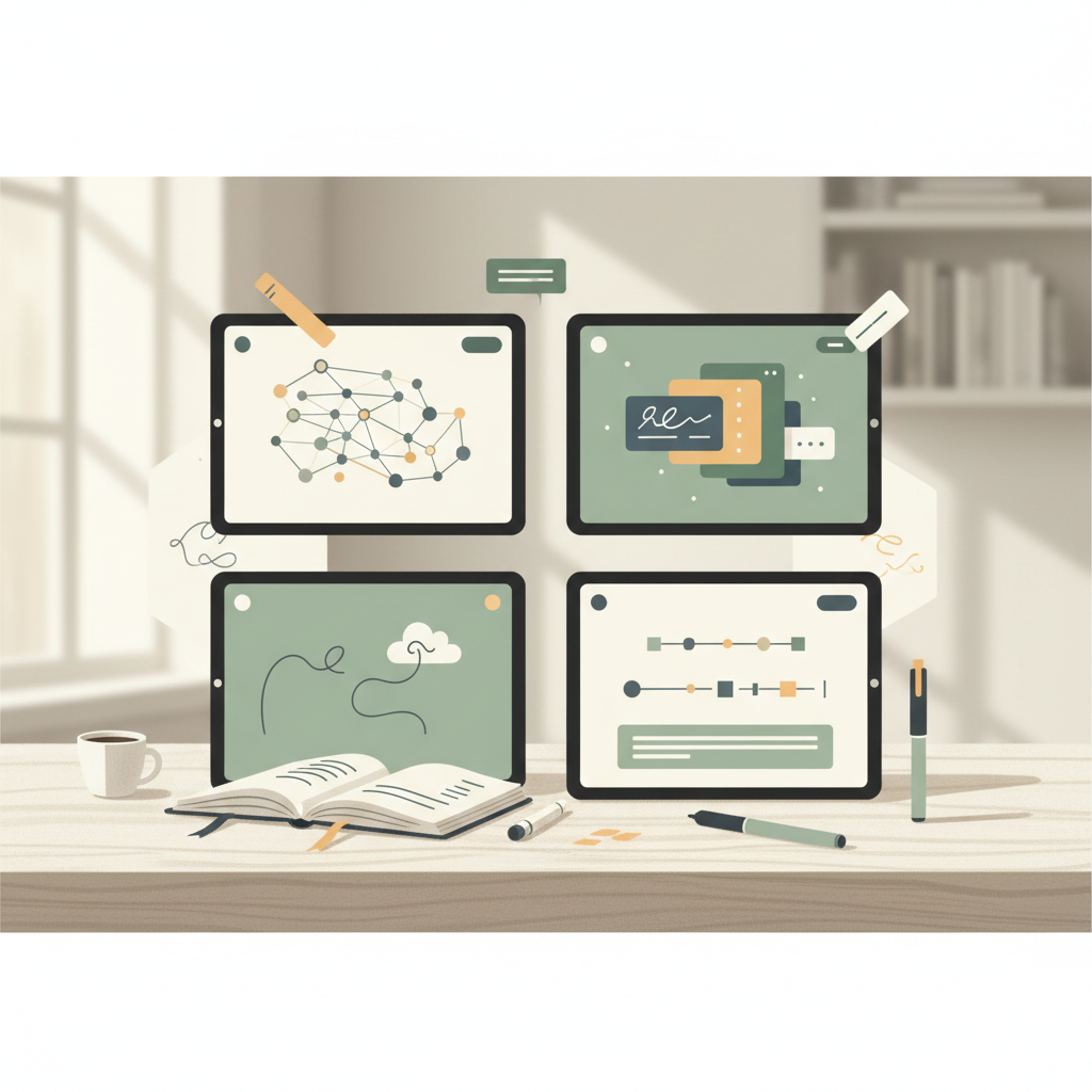 Illustration representing best note-taking apps: Discover Top Note-Taking Apps for Students & Professionals | Organize Your Ideas