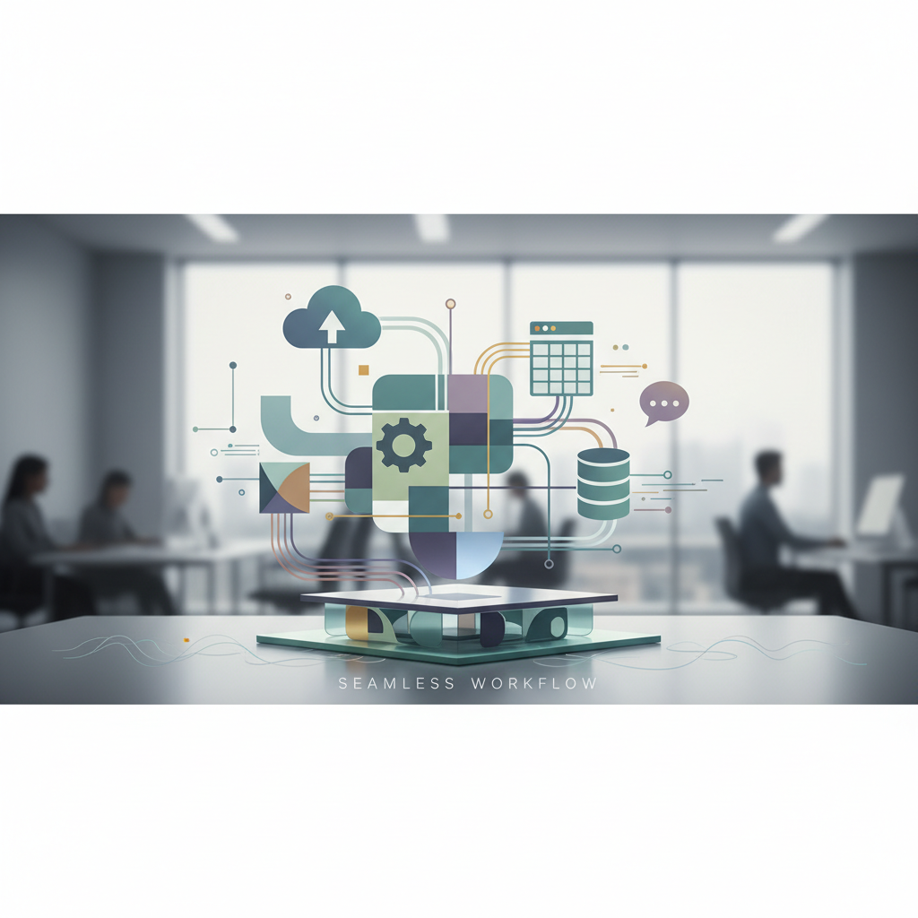Illustration representing business software integration: Integrate Business Apps for Seamless Workflows | Boost Operational Efficiency